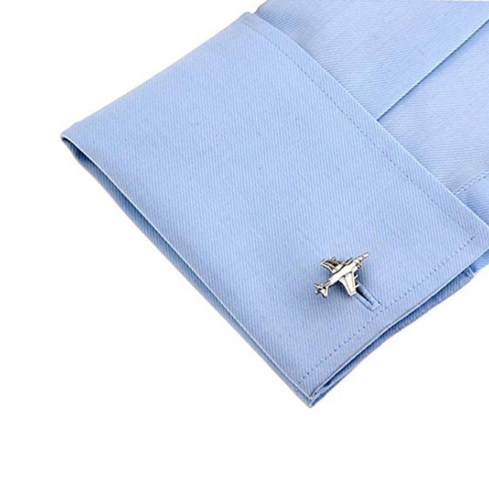 Silver Military Fighter Jet Airplane Cufflinks - Picture 2 of 15